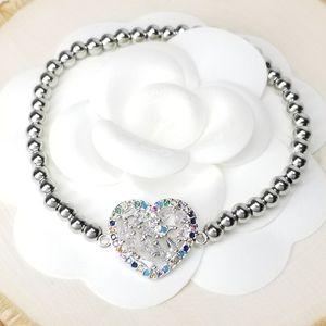 NEW Heart Stainless Steel Pave CZ Bracelet
